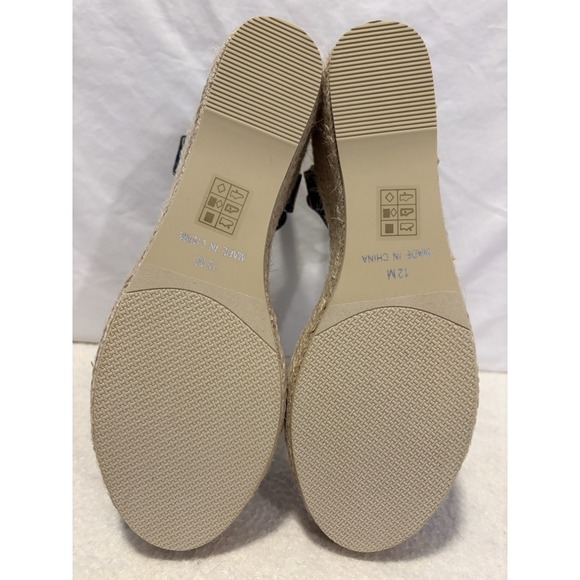 Monroe & Main Pineapple Wedge Heel Espadrilles Women's Sz 12 Navy Print Bohemian - Picture 8 of 8